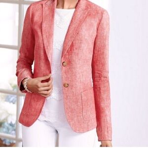 BNWOT Talbots button blazer - size 14. Coral/red in color. Very sophisticated!